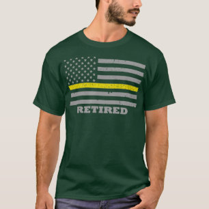 Retired 911 Dispatcher Thin Gold Line Flag T-Shirt