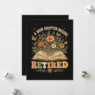 Retired A New Chapter Begins Retro Floral Book Holiday Card