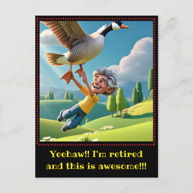 " RETIRED AND HAPPY " POSTCARD (Front)