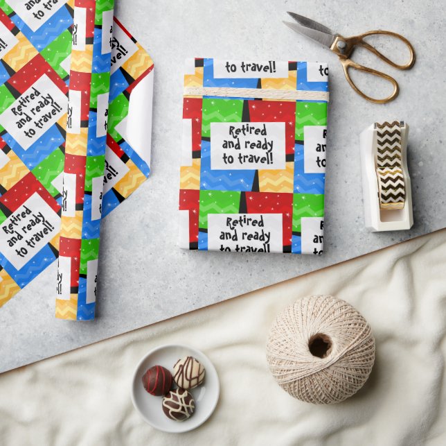 Retired and Ready to Travel, Funny Retirement Wrapping Paper (Crafts)