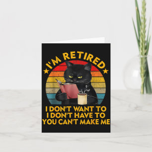 Retired Black Cat Coffee Funny Retirement 2026 Wom Card