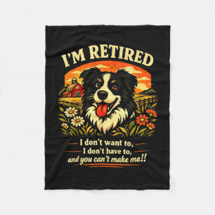 Retired border collie funny retirement dog men fleece blanket