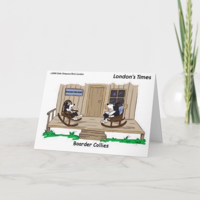 Retired Border Collies Funny Offbeat Cartoon Gifts Card (Front)