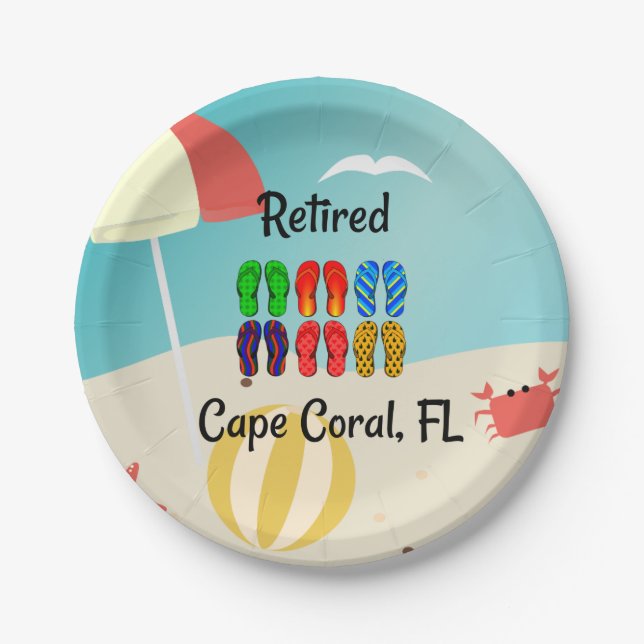 Retired--Cape Coral, FL Paper Plate (Front)