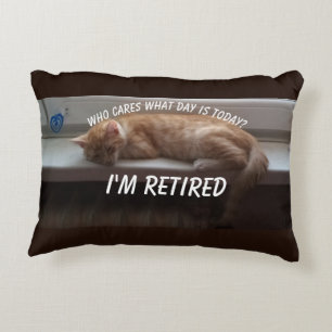Retired Cat Sleeping Photo Funny Retirement Gift Decorative Cushion