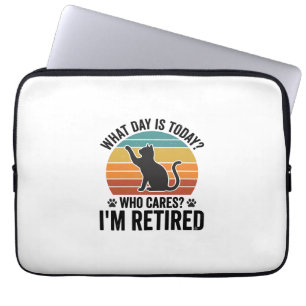 Retired Cat Vintage Sunset Funny Quote T-Shirt Des Laptop Sleeve