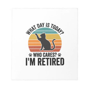 Retired Cat Vintage Sunset Funny Quote T-Shirt Des Notepad