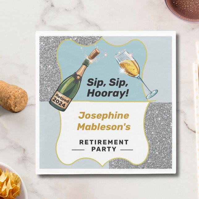 Retired celebration retirement leaving party napkin (Creator Uploaded)