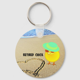 Retired Chick at the Beach Key Ring