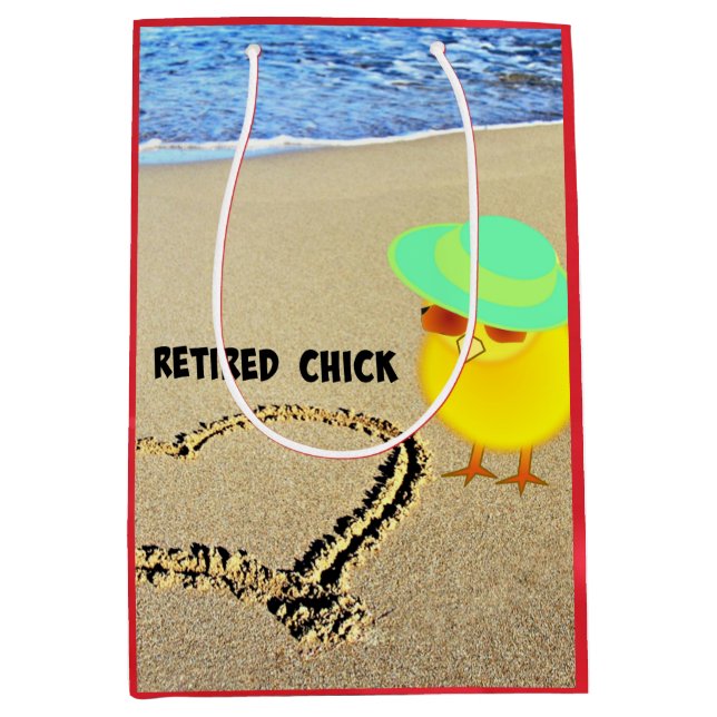 Retired Chick at the Beach Medium Gift Bag (Front)