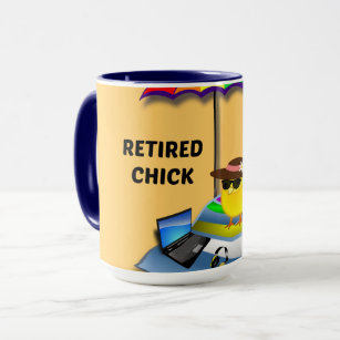 Retired Chick at the beach Mug