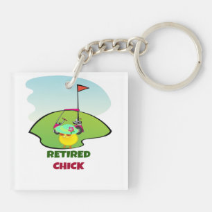 Retired Chick at the Golf Course Key Ring