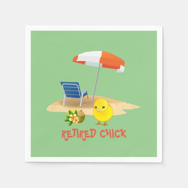 Retired Chick--Beach Scene,   Napkin (Front)