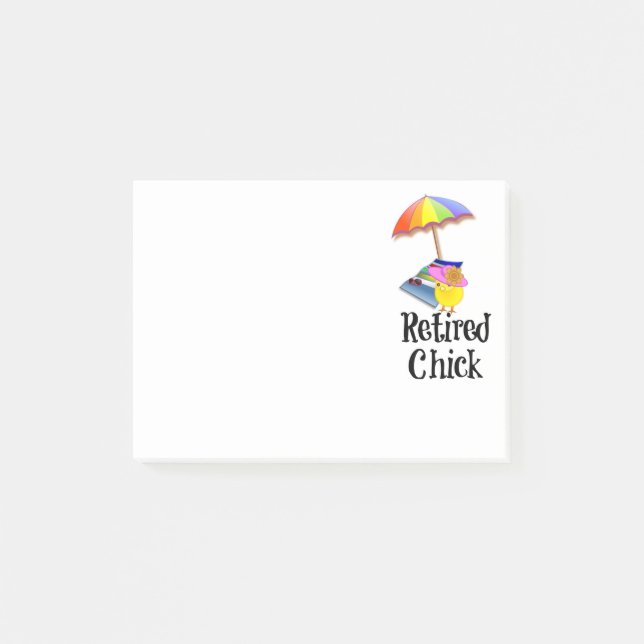 Retired Chick, Fun at the Beach Post-it Notes (Front)