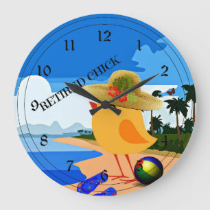 Retired Chick - Humour Large Clock