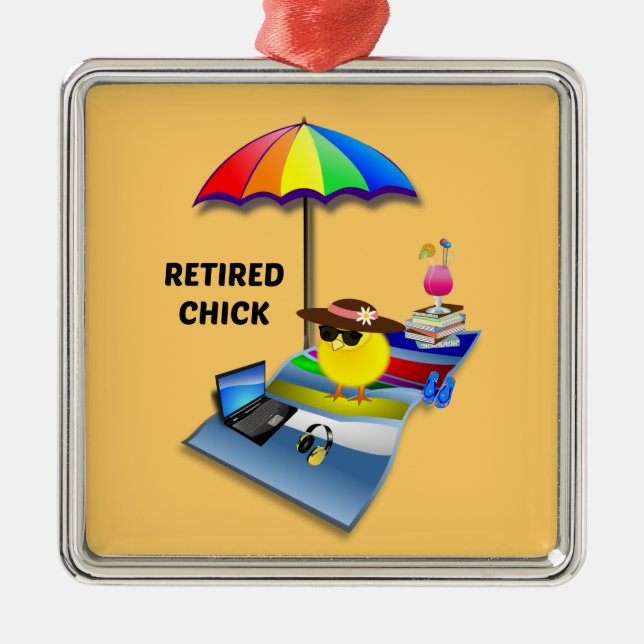 Retired Chick, oh so cute, Metal Ornament (Front)