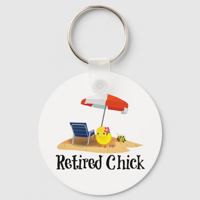 Retired Chick on the Beach Key Ring (Front)