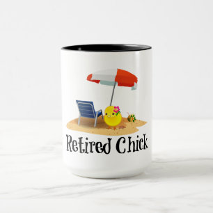Retired Chick on the Beach Mug