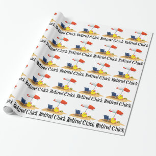 Retired Chick on the Beach Wrapping Paper