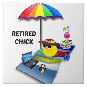Retired Chick, so cute, Ceramic Tile