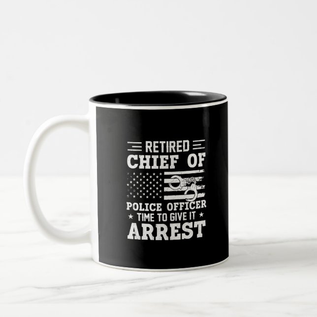 Retired Chief Of Police Officer -American-funny Two-Tone Coffee Mug (Left)