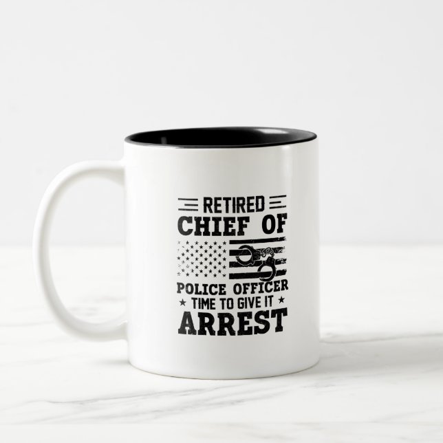 Retired Chief Of Police Officer -American-funny Two-Tone Coffee Mug (Left)