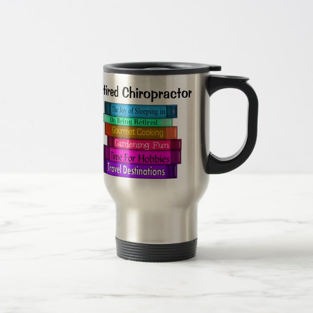 Retired Chiropractor Gifts Stack of Books Design 8 Travel Mug (Right)