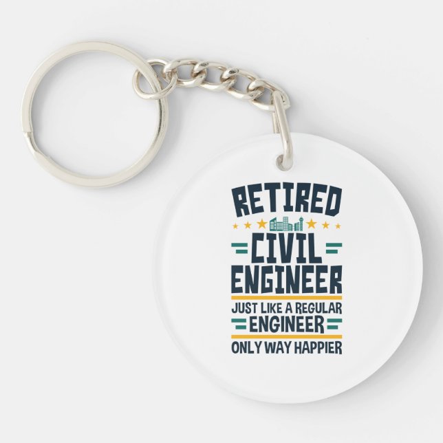 Retired Civil Engineer Engineering Retirement Key Ring (Front)