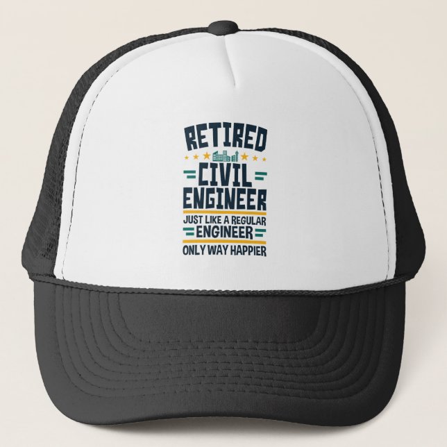 Retired Civil Engineer Engineering Retirement Trucker Hat (Front)