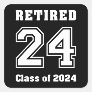 Retired Class of 2024 Collegiate Sports Dark Colou Square Sticker