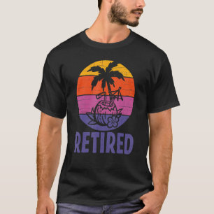 Retired Coconut Drink Palm Tree Sunset Retirement T-Shirt