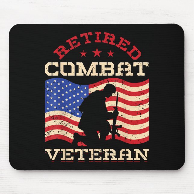Retired Combat Veteran Veterans Deployment Combat Mouse Pad (Front)