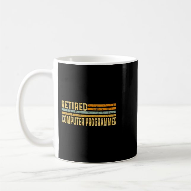 Retired Computer Programmer Distressed Retirement  Coffee Mug (Left)