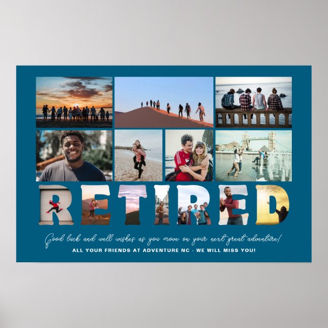 Retired Coworker Boss Retirement Photo Collage Poster (Front)