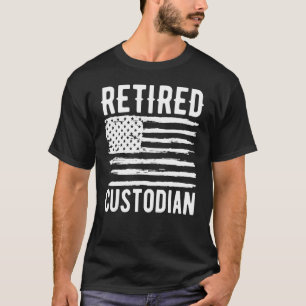 Retired Custodian Profession American Flag T-Shirt