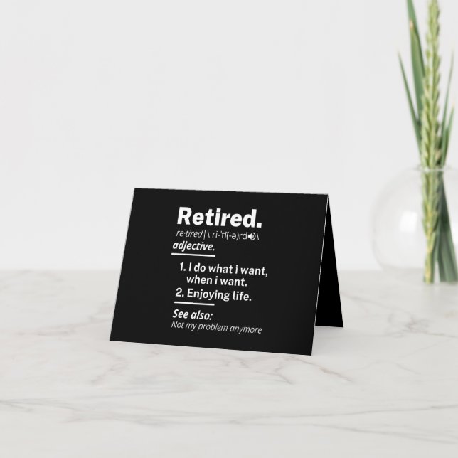 retired. definition funny retirement announcement (Front)