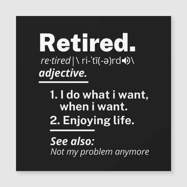 retired. definition funny retirement magnetic invitation (Front)