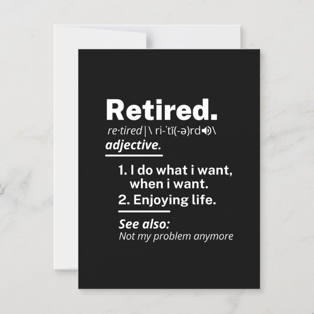 retired. definition funny retirement magnetic invitation (Front)