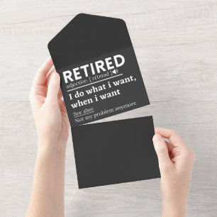 retired definition, funny retirement, retired all in one invitation