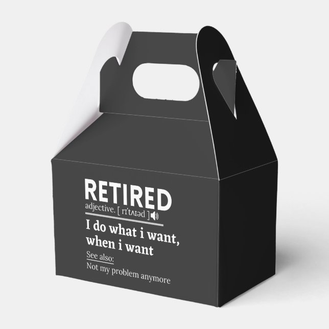 retired definition, funny retirement, retired favour box (Front Side)