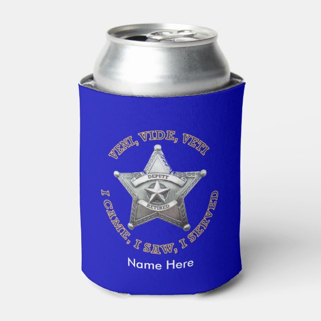 Retired Deputy Sheriff Shield Custom Can Cooler (Can Front)