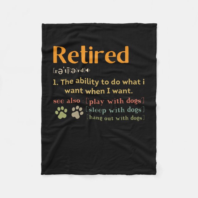 Retired dog lovers retirement gift 2022 funny fleece blanket (Front)