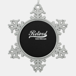 Retired Electrician Funny Retirement Party Gift Snowflake Pewter Christmas Ornament