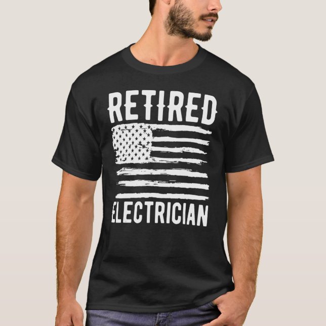 Retired Electrician Profession American Flag T-Shirt (Front)