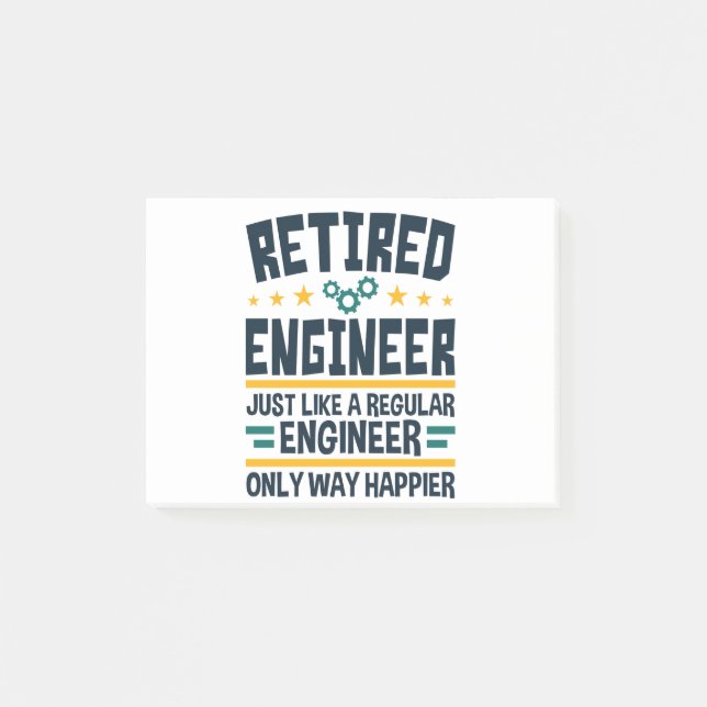 Retired Engineer Engineering Retirement Happier Post-it Notes (Front)