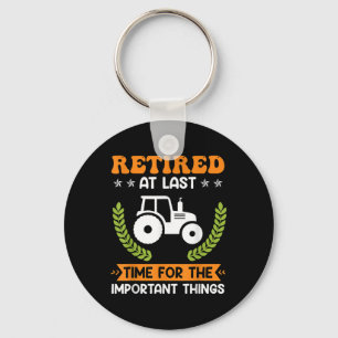 Retired Farmer Farm Pensioner Tractor Retirement Key Ring