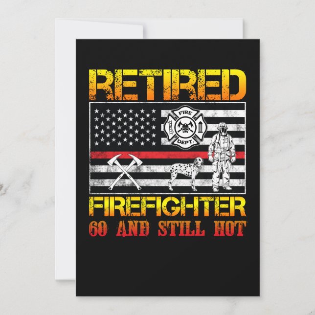 Retired Firefighter 60th Birthday Thin Red Line Invitation (Front)