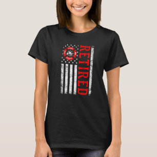 Retired Firefighter American Flag Funny Retirement T-Shirt