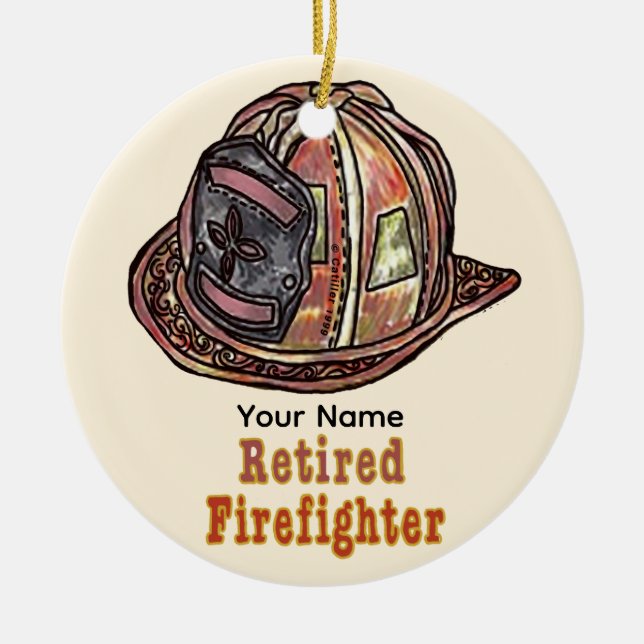 Retired Firefighter Ceramic Ornament (Front)
