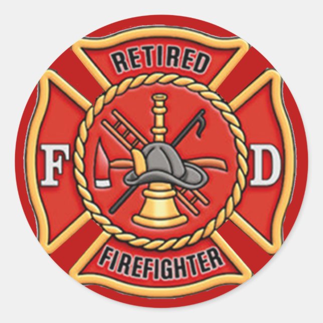 Retired Firefighter Classic Round Sticker (Front)
